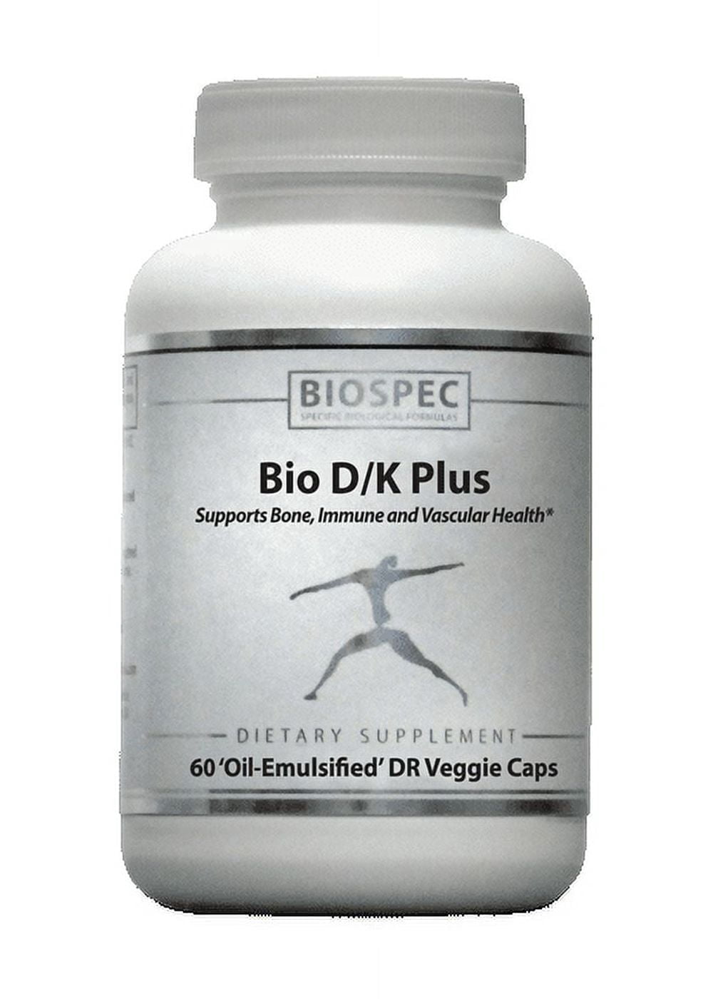 Bio D/K Plus - Vitamin D3 + K2 with 5000 IU of D3 and 200 mcg of Vitamin K2 (MK-7) in a lipsomal Base for Enhanced Absorption (60 Capsules)