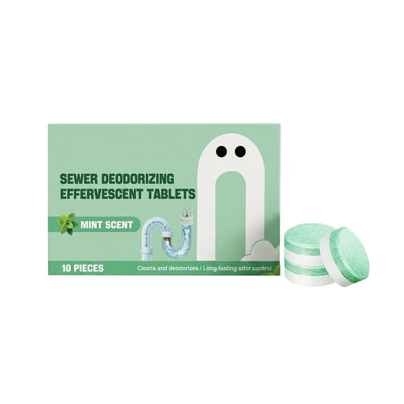 Bio-Enzyme Drain Odor Eliminating Tablets, Fresh Scent, for Kitchen Bathroom Sink Shower Pipe Maintenance Green