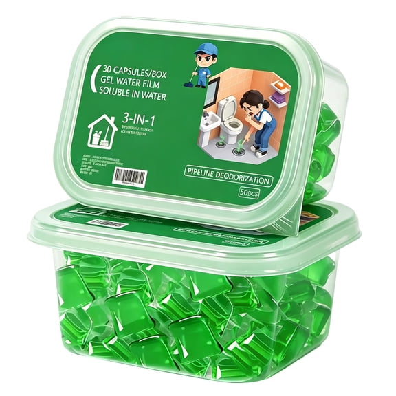 Bio‑Enzyme Formulated Drain Pods, Soluble Odor Eliminator Capsules for Sewer Pipes, Bathroom Kitchen Floor Drain Care
