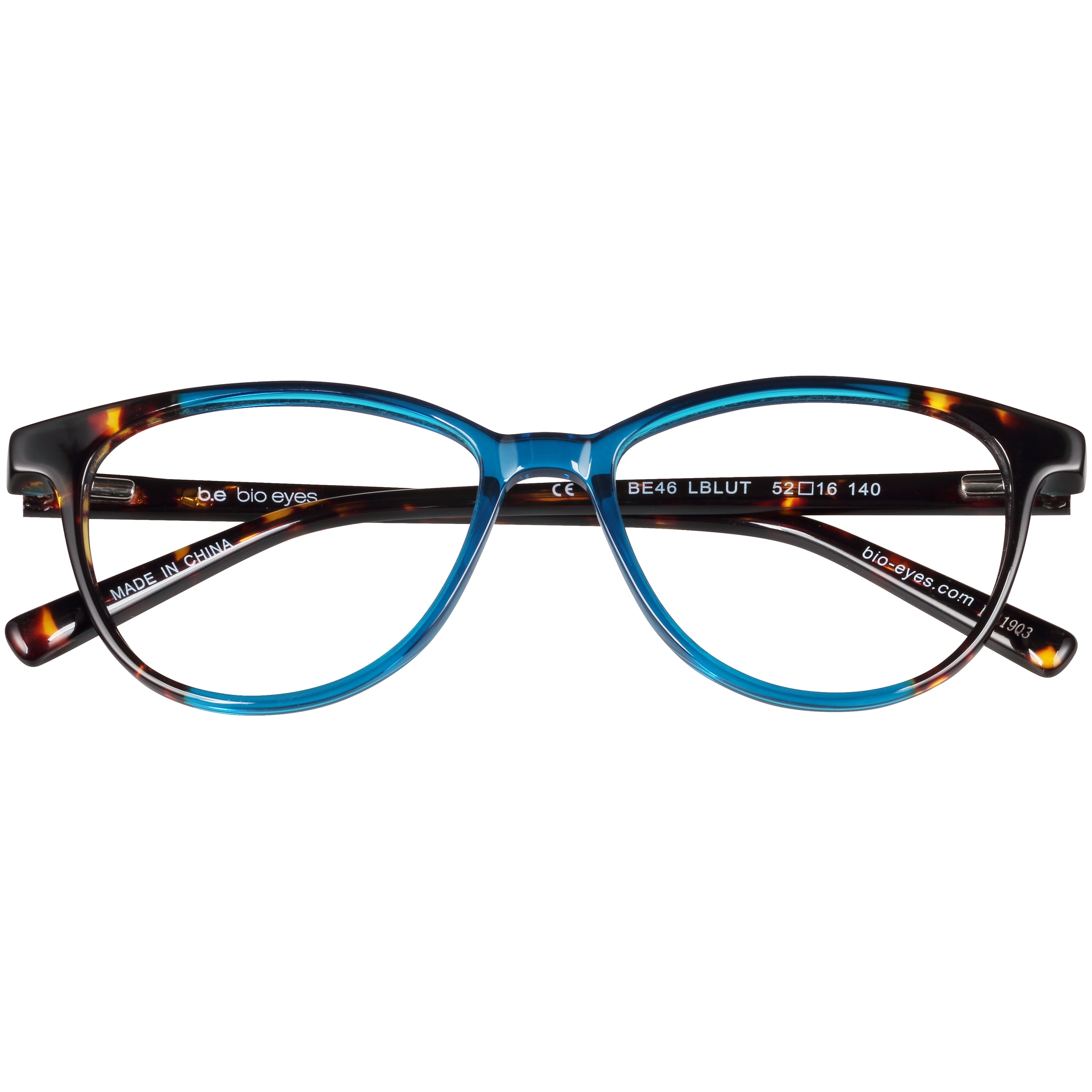 Bio Eyes Womens Prescription Eyeglasses, Be46 Iris, Light Blue Tortoise