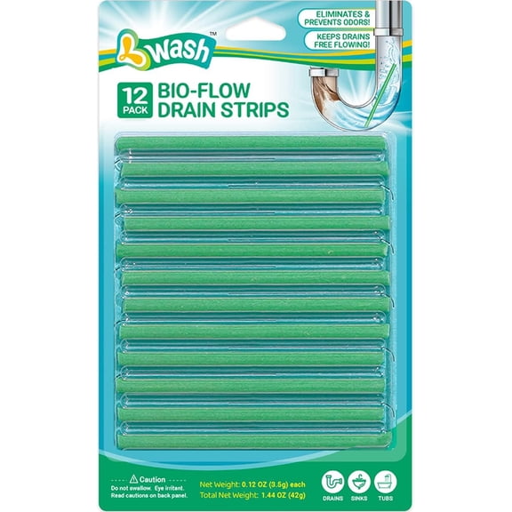 Bio-Flow Drain Strips - 12 Strips | Drain Cleaner & Odor Remover Drain Sticks