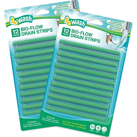 Bio-Flow Drain Strips - 24 Strips | Drain Cleaner & Odor Remover Drain Sticks