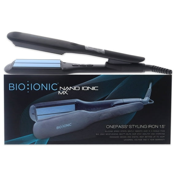 Bio Ionic Onepass Flat Iron, Hydrated and Frizz-Free Hair Styling, 1 Hour Auto Shut-Off, 1.5-Inch