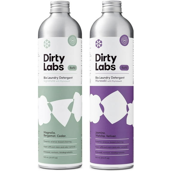 Bio-Liquid Laundry Detergent Refill Kit Signature & Murasaki 2x 80 Loads Hyper-Concentrated High Efficiency & Standard Machine Washing Nontoxic, Biodegradable