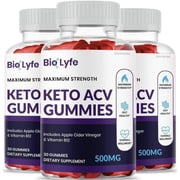 Bio Lyfe Keto ACV Gummies, Max Strength Formula with Apple Cider Vinegar, Dietary Supplement 3 Pack