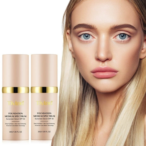 Bio-Mimic Foundation 4 In 1 - Medium Spectrum with SPF 50+,Longwearing & Waterproof,Hydrating Color Changing Foundation for Gym, Sport - 2Pack