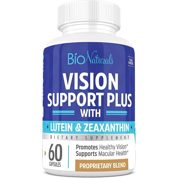 Bio Naturals Eye Vitamin Supplement with Lutein, Zeaxanthin, Lycopene, Bilberry, Quercetin & More - All Natural Proprietary Blend Supports Vision & Macular Health - 60 Veggie Capsules