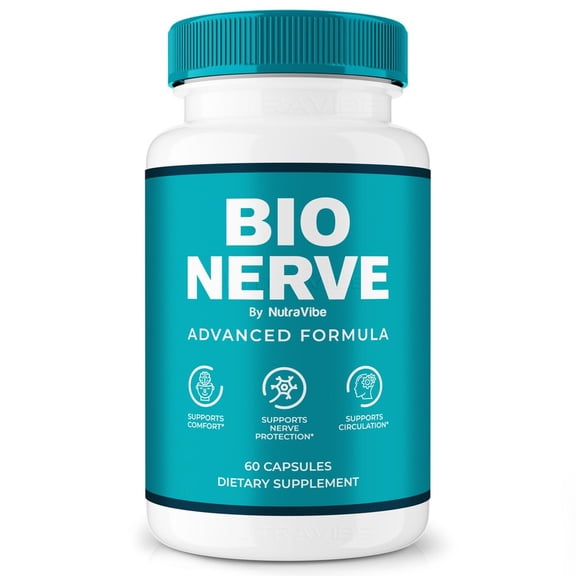 Bio Nerve – Natural Daily Support Blend for Nerves, Memory & Focus | BioNerve Easy-to-Take Capsules (60 Capsules)