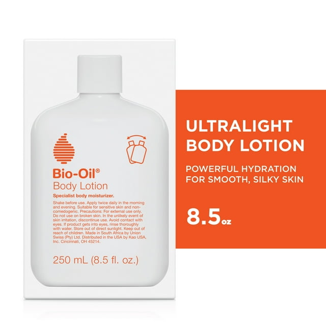 Bio-Oil Moisturizing Body Lotion for Dry Skin, Ultra-Lightweight High-Oil Hydration, with Jojoba Oil, Rosehip Oil, Shea Oil, and Hyaluronic Acid, 8.5 oz