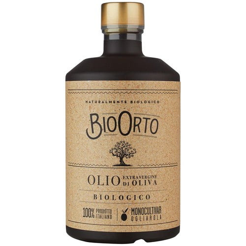Bio Orto Organic Extra Virgin Olive Oil Monocultivar Ogliarola 500ml, British Import (Pack of 2)