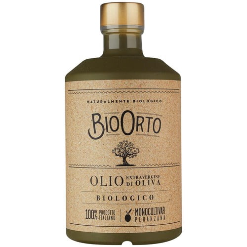 Bio Orto Organic Extra Virgin Olive Oil Monocultivar Peranzana 500ml, British Import (Pack of 2)
