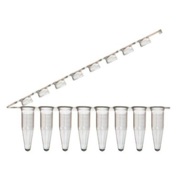 Bio Plas 5060-10 0.2 ml BioFlex 8-Strip Tubes with Hinged Attached Flat Caps, Clear