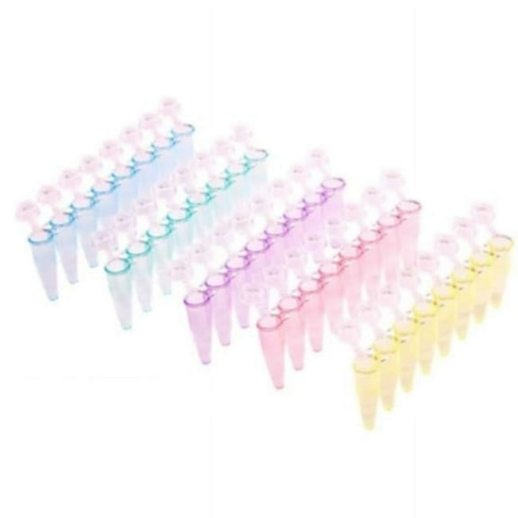 Bio Plas 5060-4 0.2 ml 8-Strip Tubes with Individually-Attached Angular Flat Caps, Assorted