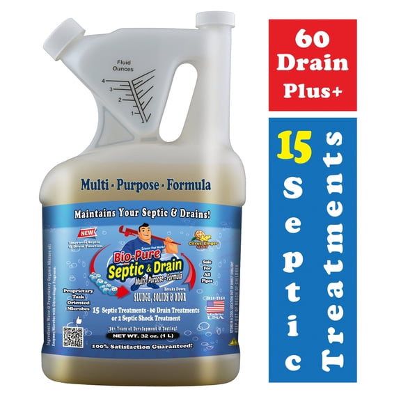 Bio Pure Septic & Drain + RV Restore & Maintain CONCENTRATE 32 oz. - 15 Septic Tank Treatments