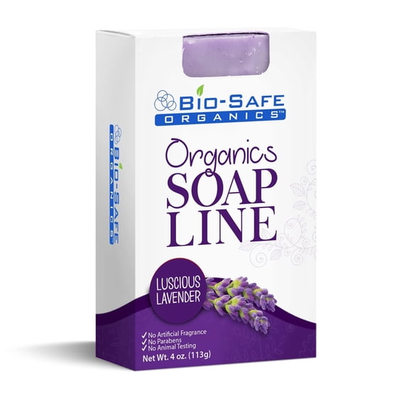 Bio-Safe Organics Organics Soap Line, All-Natural Handmade Bath Soap Bar, Luscious Lavender, 4 oz