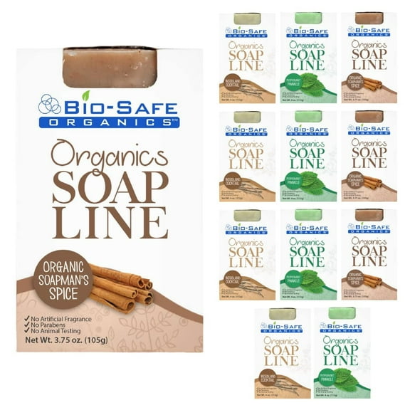 Bio-Safe Organics Organics Soap Line, All-Natural Handmade Bath Soap Bar, Mens' Assortment, 4 oz, 12 Pack