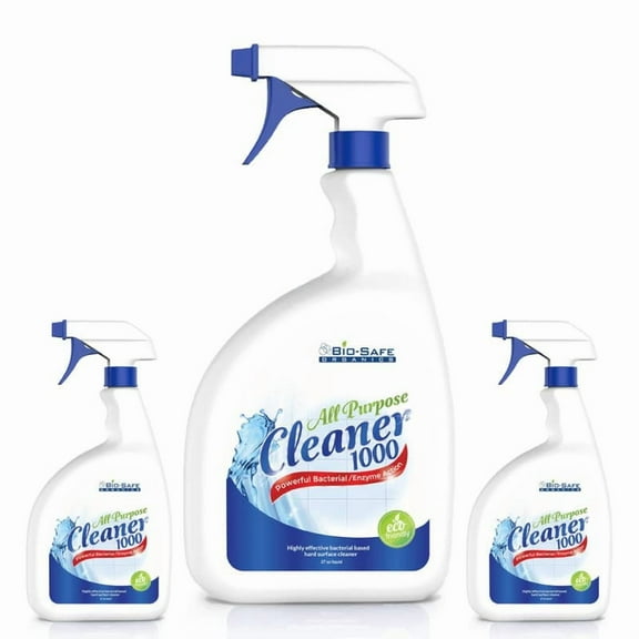 Bio-Safe Organics All Purpose Multi-Surface Cleaner, Natural Everyday Household Cleaner 1000TM 24 oz. Eco Green - Non Toxic Powerful Organic Cleaner - Naturally Moisturizing Cleaner - 3 Pack