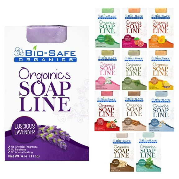 Bio-Safe Organics Organics Soap Line, All-Natural Handmade Bath Soap Bar, Mixed Assortment Variety Pack 2, 4 oz, 12 Pack