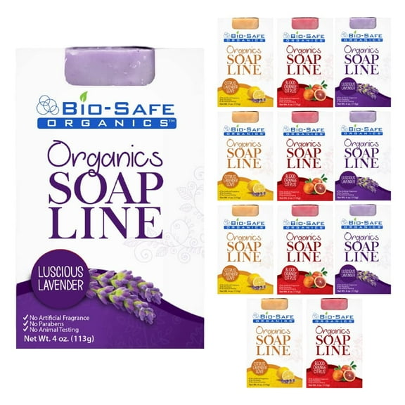 Bio-Safe Organics Organics Soap Line, All-Natural Handmade Bath Soap Bar, Womens' Assortment, 4 oz, 12 Pack