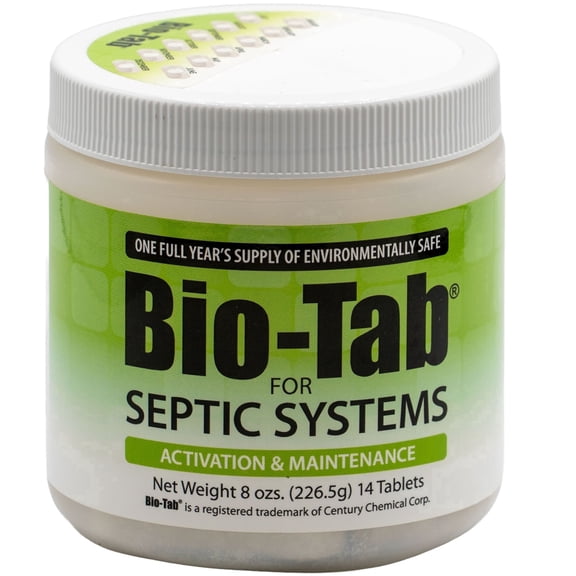 Bio-Tab Septic Tank Treatment Tablets, 8 oz, 14 Count, Easy Monthly Maintenance, Helps Prevent Buildup