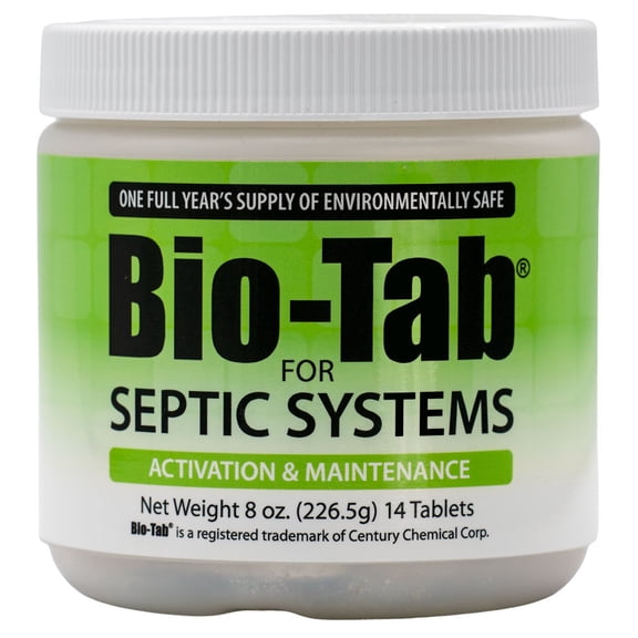 Bio-Tab CH 06-01 Septic Tank Treatment Tablets, 8 oz Jar, 14 Count, Easy Monthly Maintenance, Prevent Buildup