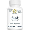 thumbnail image 1 of Bio-Tech Pharmacal D3-50 50,000 IU, 100 Vegetable Capsules – All-Natural Supplement – Supports Bone & Immune Health – No Dairy, Fish, Gluten, Peanut, Shellfish, & Soy, 1 of 6