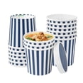 thumbnail image 1 of Bio Tek 12 oz Round Blue and White Stripe Paper Soup Container - 3 1/2" x 3 1/2" x 3 1/2" - 200 count box, 1 of 10