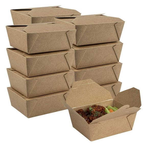 Bio Tek 98 oz Rectangle Kraft Paper #4 Bio Box Take Out Container - 8 1/2" x 6 1/4" x 3 1/2" - 200 count box