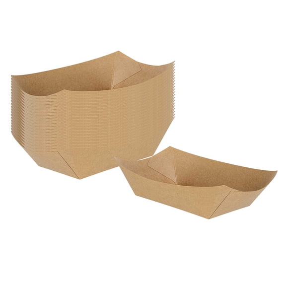 Bio Tek 1 lb Kraft Paper #100 Food Tray / Boat - 5 1/2" x 3 1/2" x 2" - 50 count box