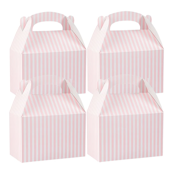 Restaurantware Gable Gift Boxes 25 Count 8.5 x 4.75 x 5.5 Inches Paper Cardboard Favor Boxes Kraft Paper Boxes With Built-In Handle Pink For Birthday Wedding Baby Shower