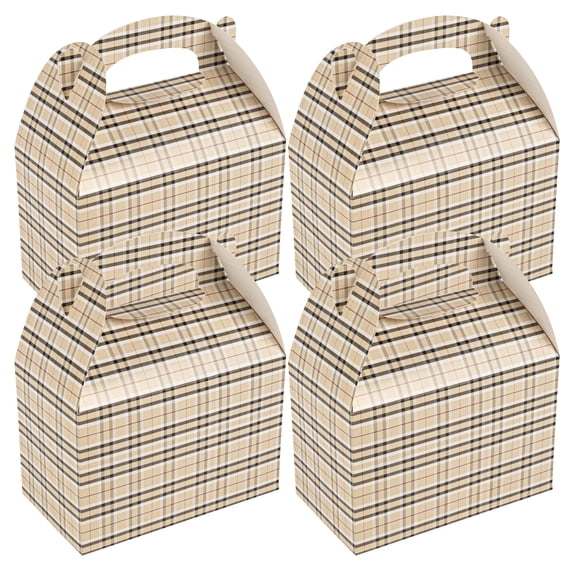 Restaurantware Gable Gift Boxes 25 Count 8.5 x 4.75 x 5.5 Inches Paper Kraft Favor Boxes Cardboard Party Favor Boxes Built-In Handle Tan