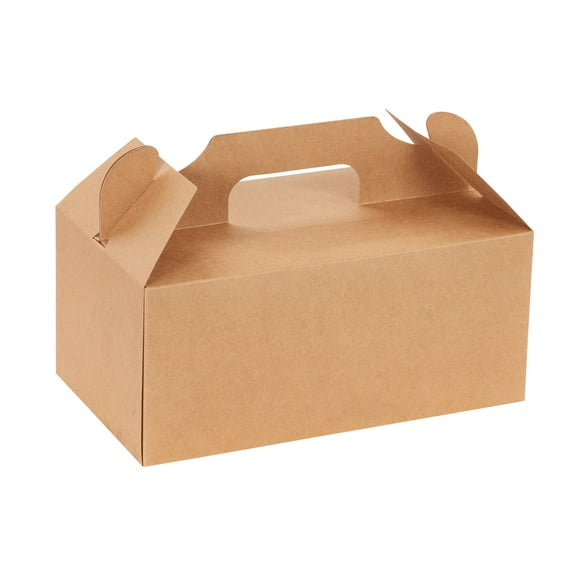 Bio Tek Rectangle Kraft Paper Cake / Lunch Box - with Secure Tab Handle - 10 1/4" x 6" x 6 3/4" - 100 count box - Restaurantware