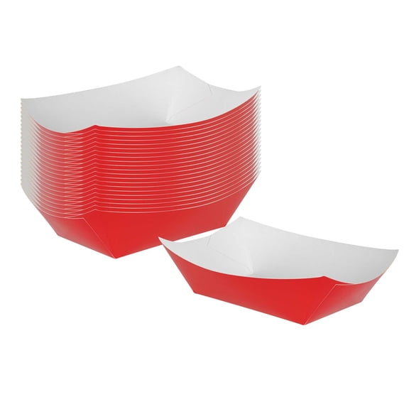 Bio Tek 1 lb Red Paper #100 Food Tray / Boat - 5 1/2" x 3 1/2" x 2" - 50 count box