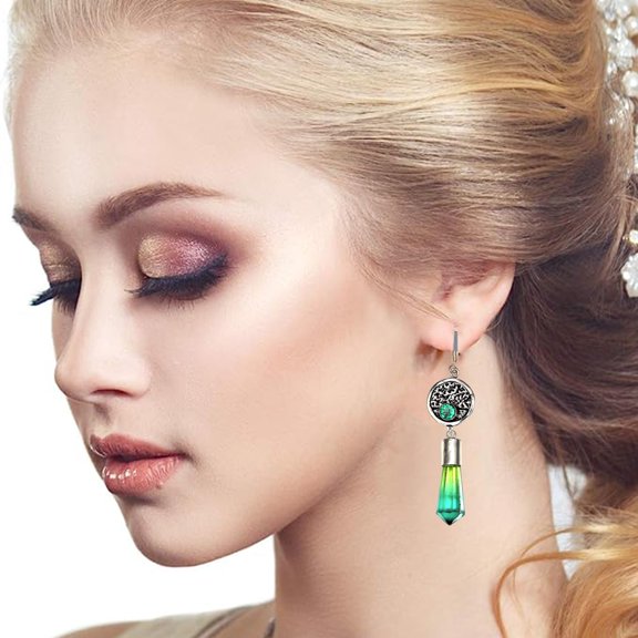 Bio Tourmalinne Gemstone Gift For Her Ethnic Silver Jewelry Earring 1.5''