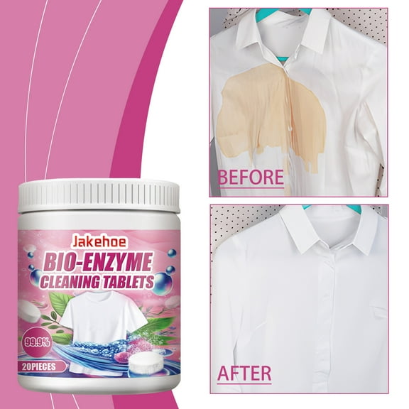 Bio-enzyme Laundry Stain Remover Tablets, Fast Dissolving Effervescent Booster for Clothes Bleaching, Pre-soak Care for Household Laundry