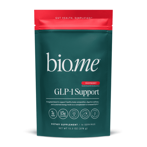 Bio.me GLP-1 Support Multi-Benefit Powder for Gut & Full Body Wellness, Raspberry 14 Servings