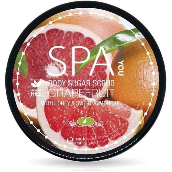 Bio2You, Body Sugar Scrub, Gently Exfoliates and Nourishes the Skin, with Honey, Sweet Almond Oil and Grapefruit, 200ml