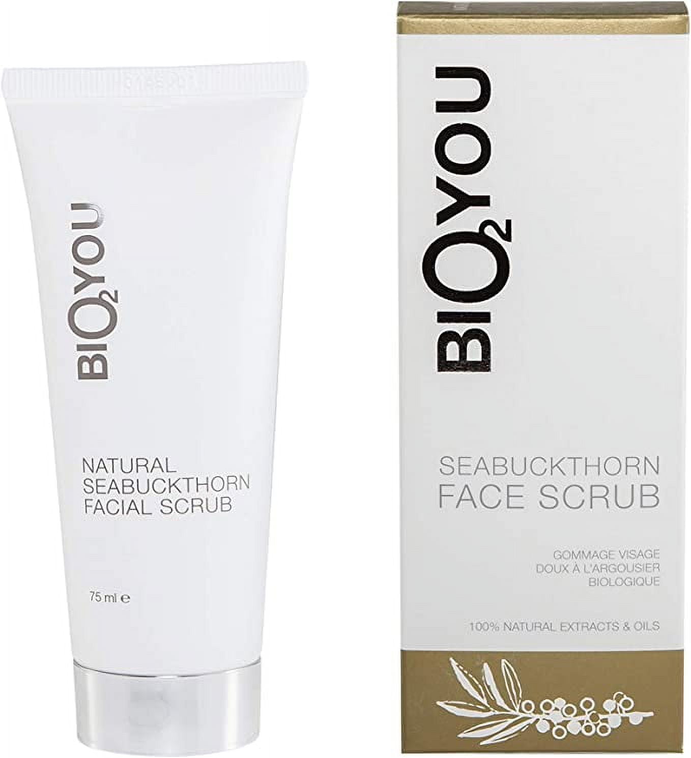 Bio2You, Natural Face Scrub, Protects and Gently Exfoliates the Skin, with Sea Buckthorn, Vitamin E and Sweet Almond, 75ml