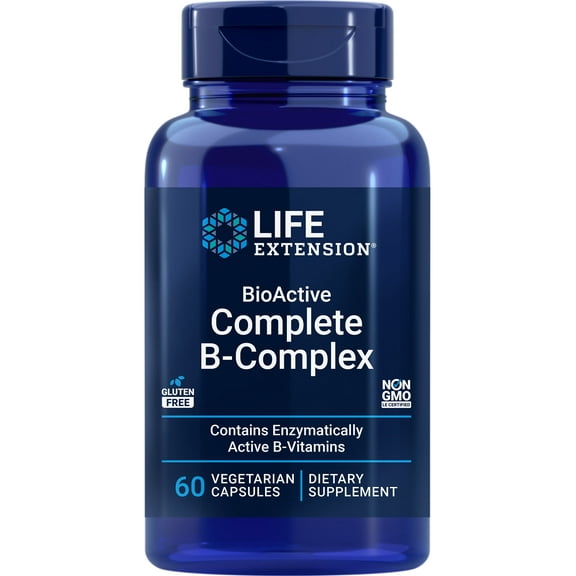 Life Extension Bioactive Complete B-complex, Heart, Brain And Nerve Support, Healthy Energy, Metabolism, Complete B Complex, 60 Vegetarian Capsules