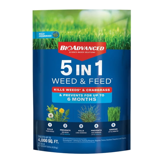 BioAdvanced 5-in-1 Weed and Feed 9.6 LBS
