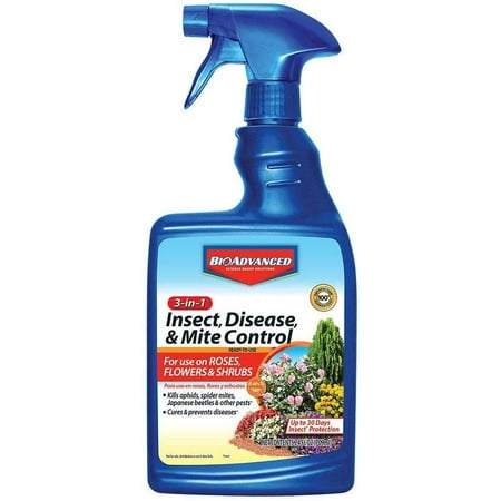 BioAdvanced 701290B Insecticide Fungicide Miticide 3-in-1 Insect, Disease & Mite Control, 24 oz, Ready-to-Use