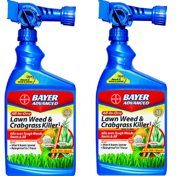 BioAdvanced 704080A 32 oz Hose End All in 1 Lawn Weed & Crabgrass Killer Spray - Quantity of 2