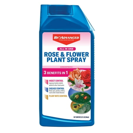 BioAdvanced All-in-One Rose & Flower Plant Spray, Concentrate, 32 FOZ