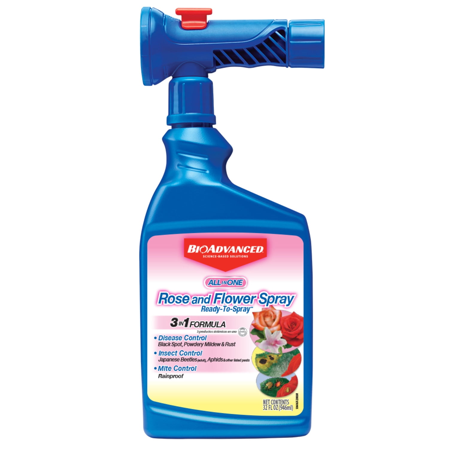 BioAdvanced All in One Rose & Flower Spray, Ready-to-Spray, 32 oz Treats diseases, insects, and mites