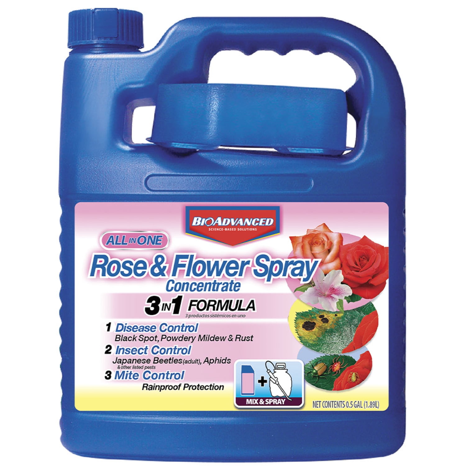 BioAdvanced All-in-One Rose and Flower Spray, Concentrate, 64 oz, Treats up to 384 Rose Bushes
