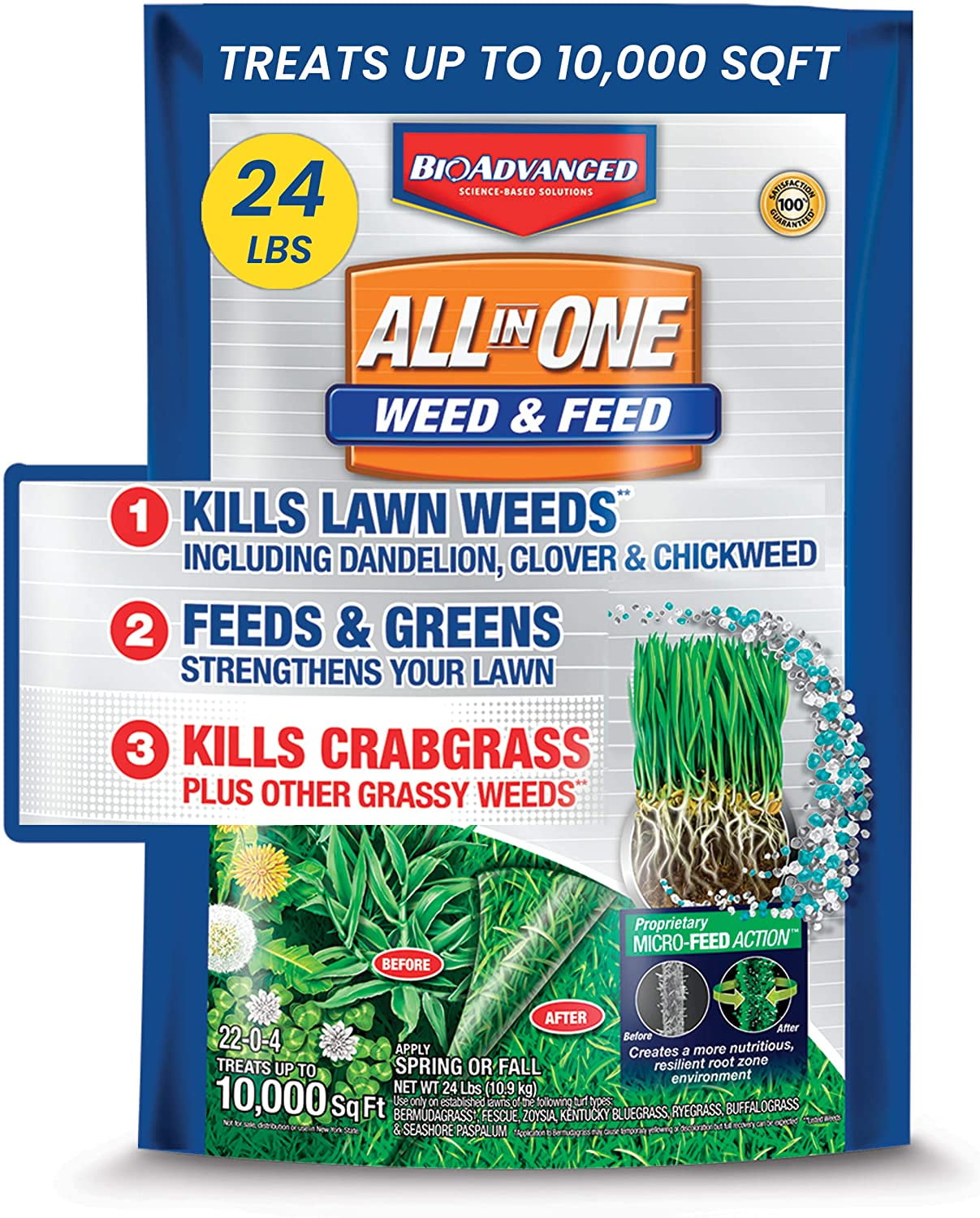 BioAdvanced All in One Weed Feed Crabgrass Killer Lawn Fertilizer 24lb Walmart