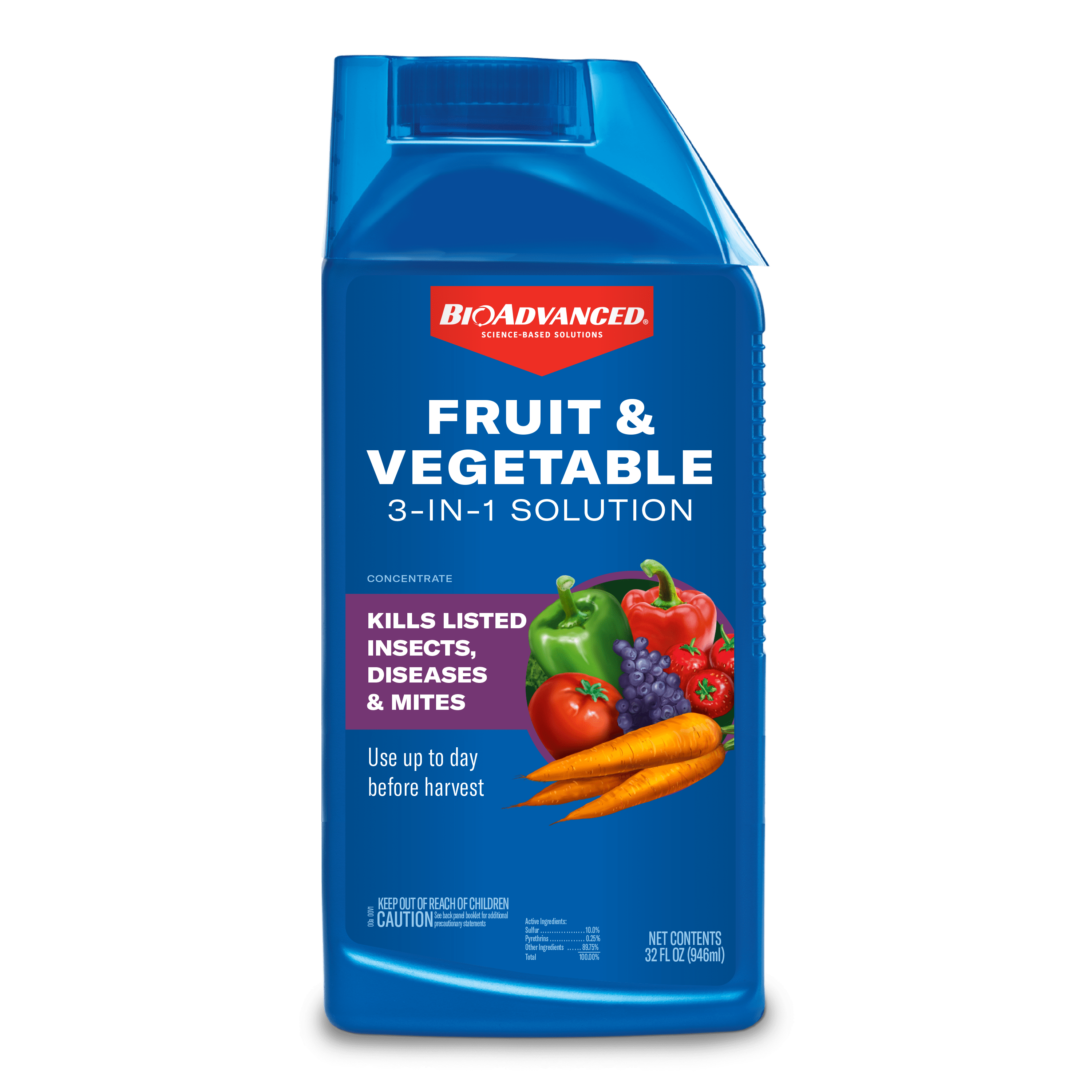 BioAdvanced Fruit & Vegetable 3n1 Solution 32oz Concentrate, Kills