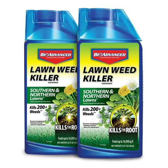 BioAdvanced Lawn Weed Killer, Concentrate, 32 oz, 16,000 Sq Ft (2-Pack)