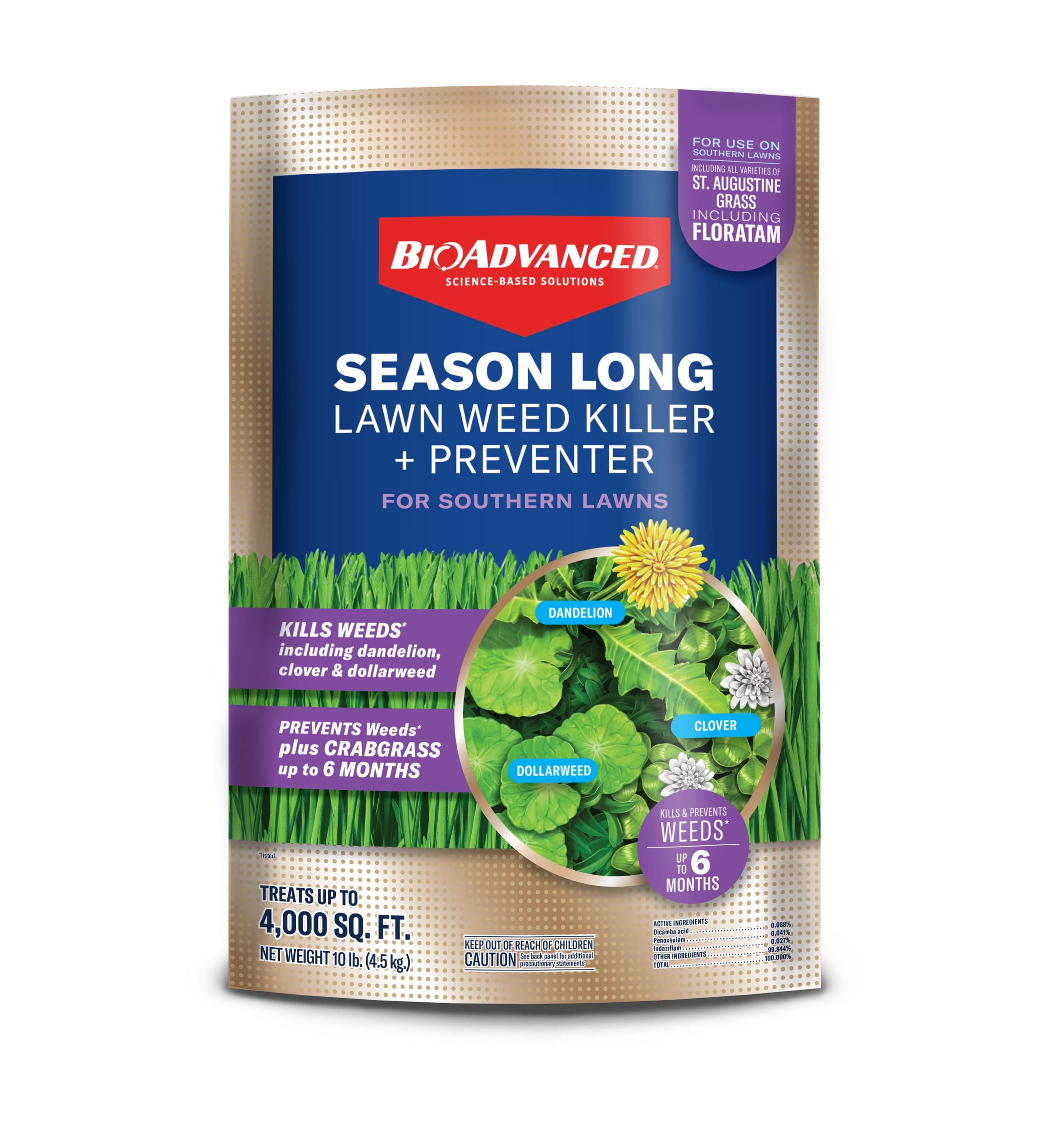 BioAdvanced Season Long Weed Killer for Southern Lawns, Herbicide, 10lb
