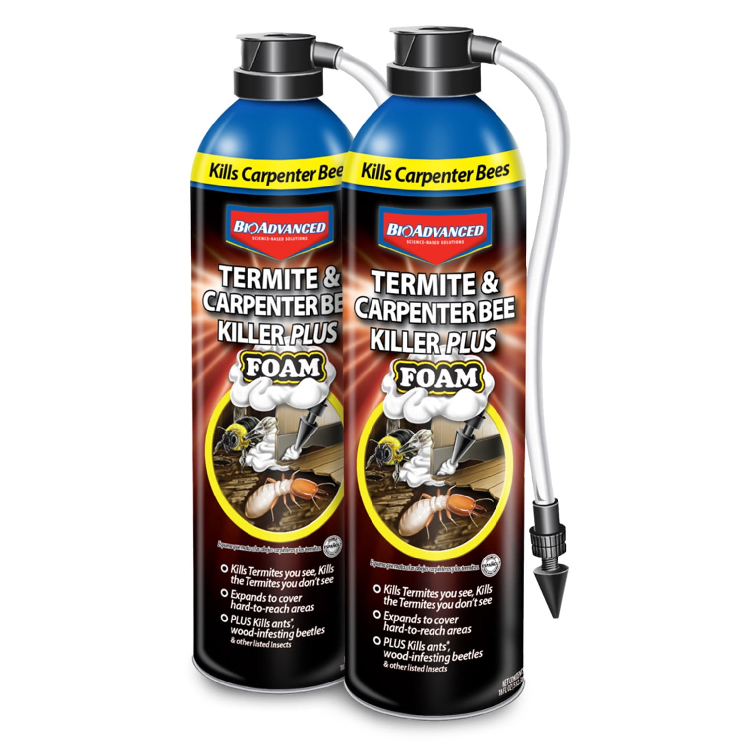 BioAdvanced Termite and Carpenter Bee Killer Plus, Foam, 18 oz (2-Pack)